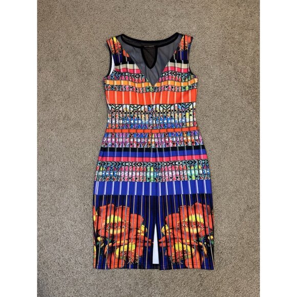JOSEPH RIBKOFF Colorful Sheath Dress Artsy Professional Career Mix Print Sz 8 - Picture 2 of 9